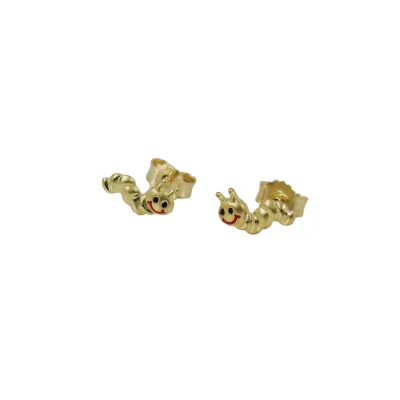 Gallay Ohrstecker Ohrring 4x8mm Wurm matt-glänzend farbig 9Kt GOLD
