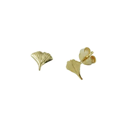 Gallay Ohrstecker Ohrring 7mm Ginkgoblatt glänzend 9Kt GOLD