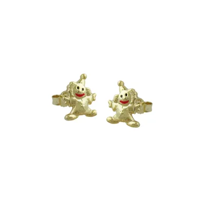 Gallay Ohrstecker Ohrring 8x6mm Clown glänzend farbig lackiert 9Kt GOLD