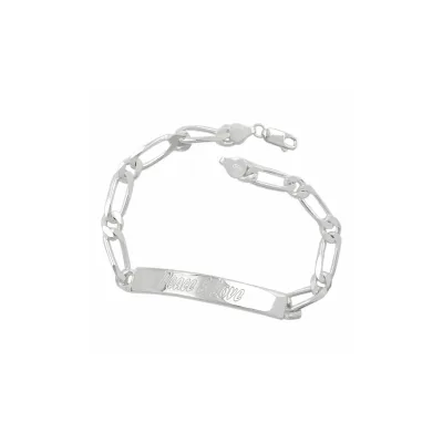 Gallay Schildarmband 6,5x2mm Figarokette Gravurplatte 45x7mm Peace & Love glänzend Silber 925 21cm