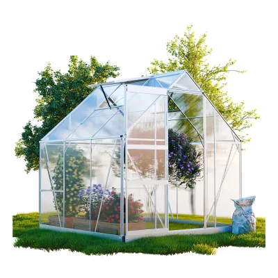 GARMIO® Gewächshaus CUNEO 190x190cm für den Garten, Alu Frühbeet inklusive Fundament, 2 Dachfenster Treibhaus Aufzucht