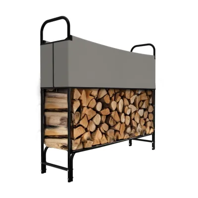GARMIO® Kaminholzregal Metall Brennholzregal Kaminholzunterstand mit Abdeckung Stapelhilfe pulverbeschichtet 130x30x117cm