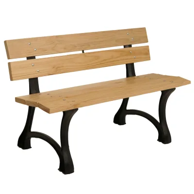 Gartenbank MCW-O20, Sitzbank Parkbank Holzbank 2-Sitzer, Gusseisen Holz Kiefer, 125cm ~ hellbraun