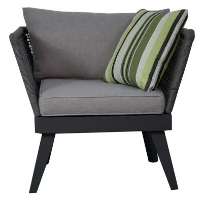 Gartenmöbel Lounge Sessel Gartenstuhl CUBA 87 x 73 x 73 cm grau mit Kissen Garten Terrasse Balkon