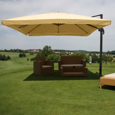 Gastronomie-Ampelschirm MCW-A96, 3x4m (Ø5m) Polyester Alu/Stahl 26kg ~ Flap, creme ohne Ständer, drehbar