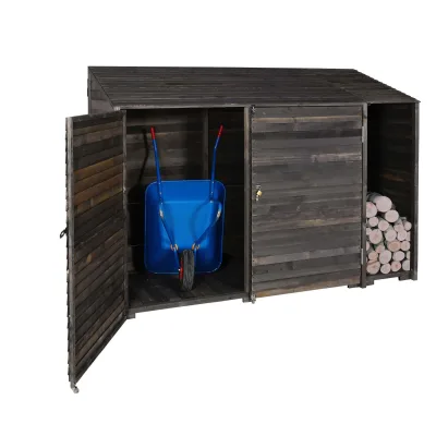 Geräteschuppen MCW-J75, Geräteschrank Gerätehaus, Holz gebeizt MVG-zertifiziert, 180x250x93cm ~ anthrazit-grau