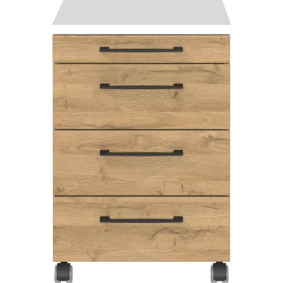 Germania Rollcontainer 4251-559 GW-Profi, in Weiß/Grandson-Eiche-Nb., mit Utensilienfach, 42 x 61 x 49 cm (BxHxT)