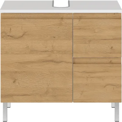 Germania Waschbecken-Unterschrank 4330-559 GW-Torrance, in Weiß/Eiche, mit Siphonausschnitt, 60 x 56 x 34 cm (BxHxT)