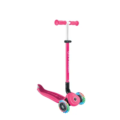GLOBBER GO-UP ACTIVE LIGHTS – 3 in 1 Dreirad, Laufrad und Scooter, 120/80 mm, 3-rädrig, höhenverstellbar, fuchsia pink