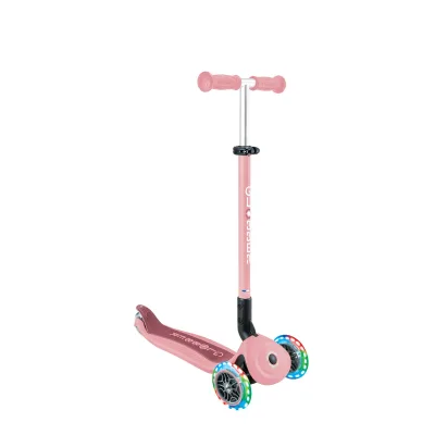GLOBBER GO-UP ACTIVE LIGHTS – 3 in 1 Dreirad, Laufrad und Scooter, 120/80 mm, 3-rädrig, höhenverstellbar, pastellrosa