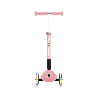 GLOBBER JUNIOR FOLDABLE LIGHTS – Tretroller, 120/80 mm, ABEC 9, 3-rädrig, LED-Leuchtrollen, pastellrosa
