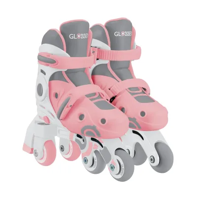 GLOBBER LEARNING SKATES 2in1 – Inline- und Quad-Skates Kinder, verstellbar Gr.26-29, ABEC 9, Rollengröße 48x24 mm, rosa