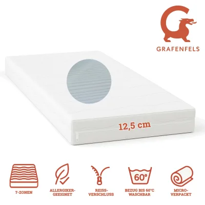 Grafenfels Matratze Bronze 90x200 mittel 12,5cm hoch 7-Zonen