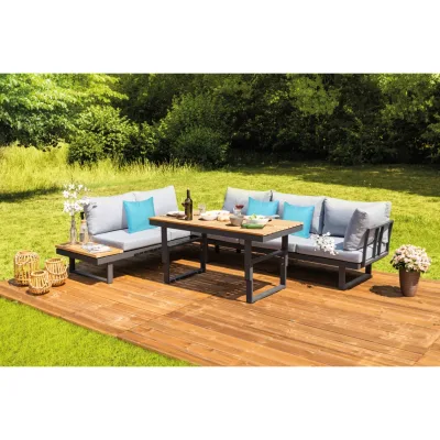 Gardenson Loungegarnitur Anthrazit, Braun, Grau 210x75x210 cm