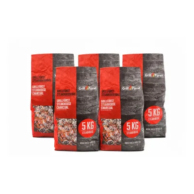 Grillfürst Steakhouse Kohle / Restaurant Holzkohle 25kg - aus ökologisch wertvoller Produktion - 100% Eindringerbusch aus Namibia