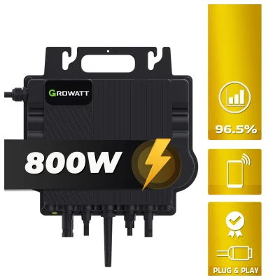 GROWATT Mikro-Wechselrichter 800 W NEO-800M-X für Balkonkraftwerk, IP67 wetterfest, Plug&Play Installation, 2 MPPT, WIFI Bluetooth, Micro Inverter