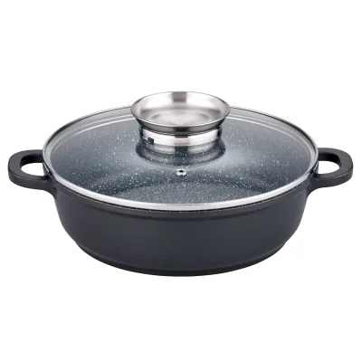 GSW Servierpfanne Gourmet Granit 24cm mit Glasdeckel