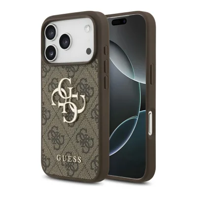 Guess Apple iPhone 17 Pro 4G Big Logo Schutzhülle Case Cover Etui Braun