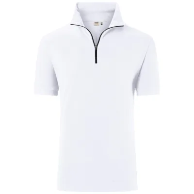 HAKRO Zip-Shirt Piquè ECO #534 Gr. S weiß