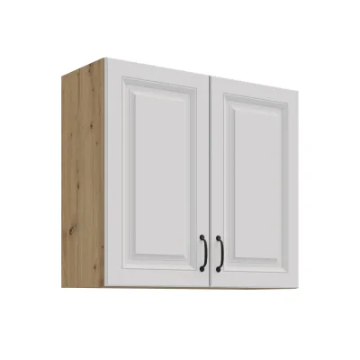 Hängeschrank 80 cm Stilo Weiss + Eiche Artisan Küchenzeile Küchenblock Küche