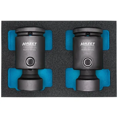 Hazet Schlag-Maschinenschrauber Steckschlüssel Satz, Gelenk 1000SG-2224/2, 3/4 (20 mm) Vierkant hohl, Außen Sechskant-Tractionsprofil, 2-tlg., 22, 24