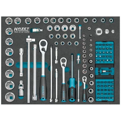Hazet Steckschlüssel Satz 1/4 (6,3 mm) Vierkant hohl, 3/8 (10 mm) Vierkant hohl, 1/2 (12,5 mm) Vierkant hohl, 1/4 (6,3 mm) Sechskant massiv, Außen