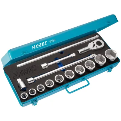 Hazet Steckschlüssel Satz 3/4 (20 mm) Vierkant hohl, Außen Sechskant, 15-tlg., 22, 24, 27, 30, 32, 36, 38, 41, 46,