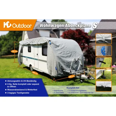 HC Outdoor Wohnwagen Abdeckplane Größe S 460 x 250 x 220 cm