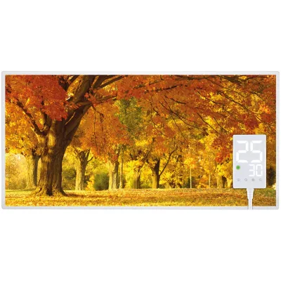 Heidenfeld Infrarotheizung HF-HP105, mit Bild, 16 Motive, 10 J. Garantie, Thermostat, Wandmontage (1000 Watt, Herbst)