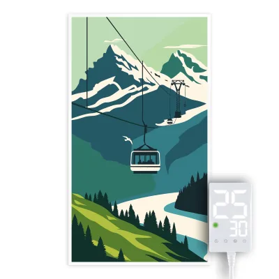 Heidenfeld Infrarotheizung HF-HP105, mit Bild, 16 Motive, 10 J. Garantie, Thermostat, Wandmontage (1000 Watt, Mountain)