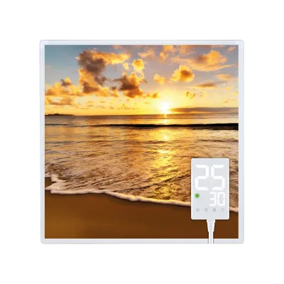 Heidenfeld Infrarotheizung HF-HP105, mit Bild, 16 Motive, 10 J. Garantie, Thermostat, Wandmontage (400 Watt, Strand1)