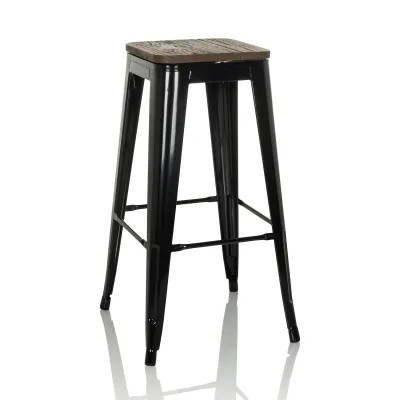 hjh OFFICE Barhocker VANTAGGIO HIGH WS Stahl / Ulmenholz ohne Armlehnen