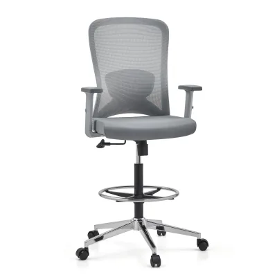 hjh OFFICE Counterstuhl Top Work 44 W Stoff / Netzstoff mit Armlehnen (höhenverstellbar)