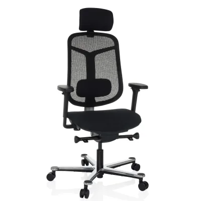 hjh OFFICE High End Bürostuhl BICOLORE HIGH Stoff / Netzstoff mit Armlehnen (höhenverstellbar)
