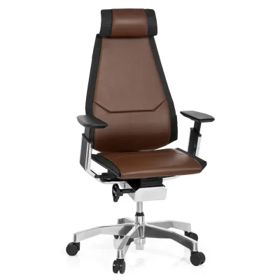 hjh OFFICE High End Bürostuhl GENIDIA PRO Leder mit Armlehnen