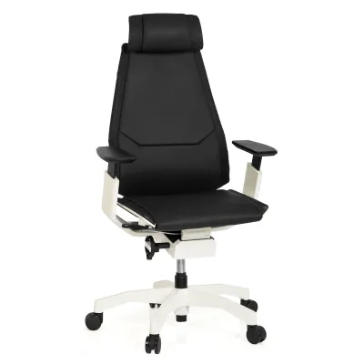 hjh OFFICE High End Bürostuhl GENIDIA PRO WHITE Leder mit Armlehnen