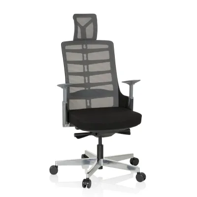 hjh OFFICE High End Bürostuhl SKARIF Stoff / Netzstoff mit Armlehnen (höhenverstellbar)