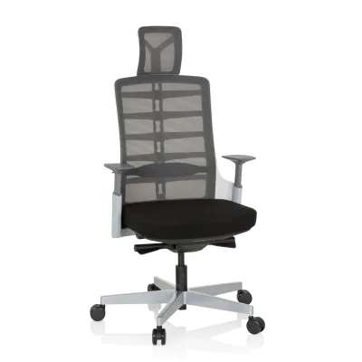 hjh OFFICE High End Bürostuhl SKARIF Stoff / Netzstoff mit Armlehnen (höhenverstellbar)