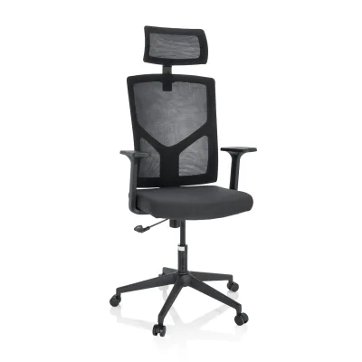 hjh OFFICE Home Office Bürostuhl BRETON B Stoff / Netzstoff mit Armlehnen