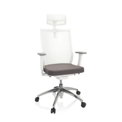 hjh OFFICE Profi Bürostuhl ASPEN WHITE PRO Stoff / Netzstoff mit Armlehnen (höhenverstellbar)