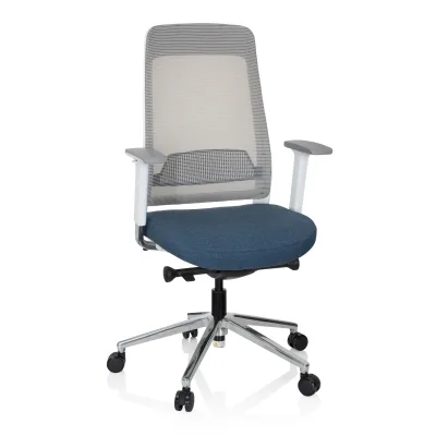 hjh OFFICE Profi Bürostuhl CHIARO T2 WHITE Stoff / Netzstoff mit Armlehnen (höhenverstellbar)