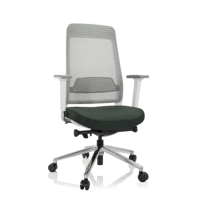 hjh OFFICE Profi Bürostuhl CHIARO T2 WHITE Stoff / Netzstoff mit Armlehnen (höhenverstellbar)
