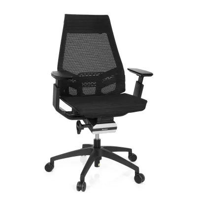 hjh OFFICE Profi Bürostuhl GENIDIA SMART BLACK Netzstoff mit Armlehnen