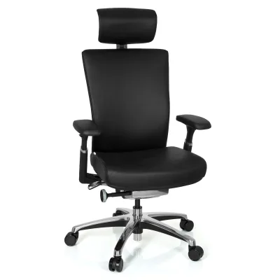 hjh OFFICE Profi Bürostuhl NOVA Leder mit Armlehnen (höhenverstellbar)