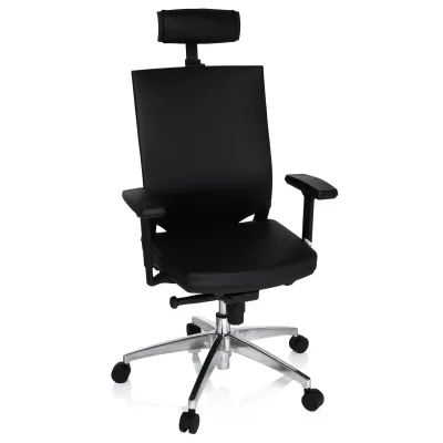 hjh OFFICE Profi Bürostuhl PORTO MAX HIGH Leder mit Armlehnen (höhenverstellbar)
