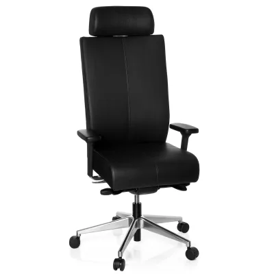hjh OFFICE Profi Bürostuhl PRO-TEC XXL Leder mit Armlehnen (höhenverstellbar)