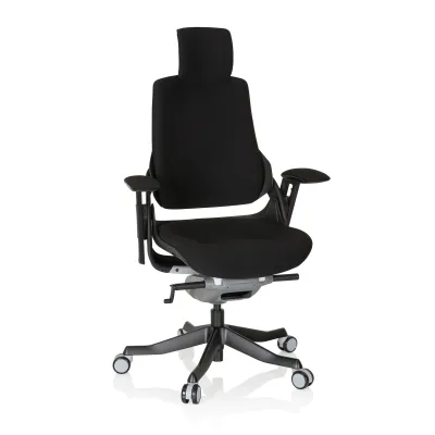 hjh OFFICE Profi Bürostuhl SPEKTRE BLACK Stoff mit Armlehnen (höhenverstellbar)