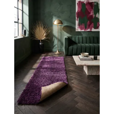 Hochflorteppich RHEIN, einfarbig, aus Polypropylen, Violett, 80 x 250 cm