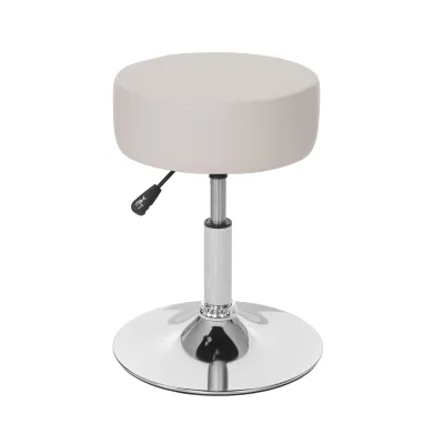 Hocker MCW-C22, Sitzhocker Schminkhocker, höhenverstellbar Ø 35cm ~ Kunstleder, creme