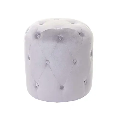 Hocker MCW-D22, Sitzhocker Ottomane, 42x39cm MVG-zertifiziert ~ Samt hellgrau